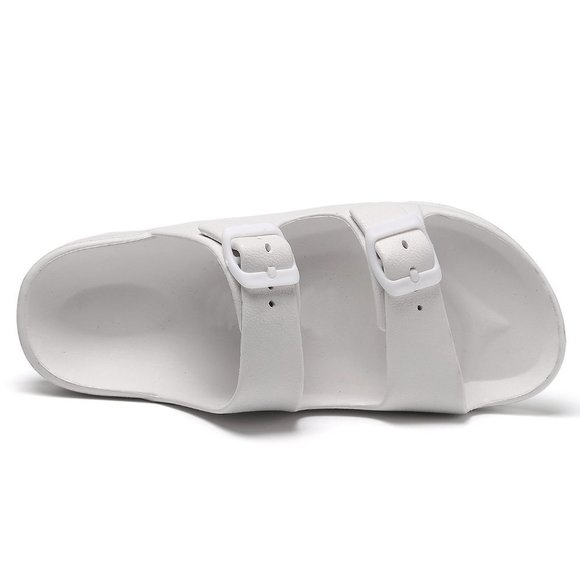 𝅺WHITE Double Buckled Strap Sandals - Picture 3 of 4